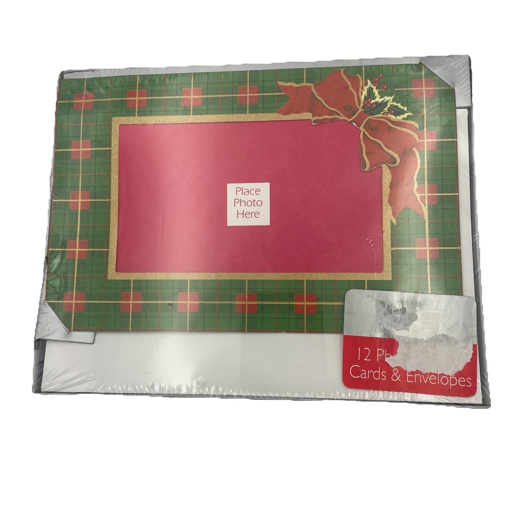 New 12 Count Photo Insert Christmas Cards 4" x 6" With  Envelopes  In Orig Pkg